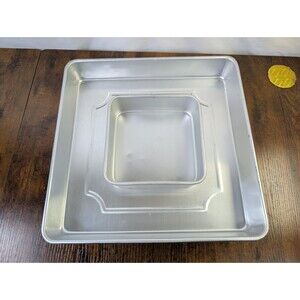 2 Vintage Wilton Square Cake Performance Pans 12" 507-2210,  6" 507-2180